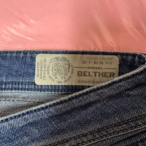 Diesel Jeans Mens Blue Belther Button Fly 28 x 32 - Picture 4 of 7